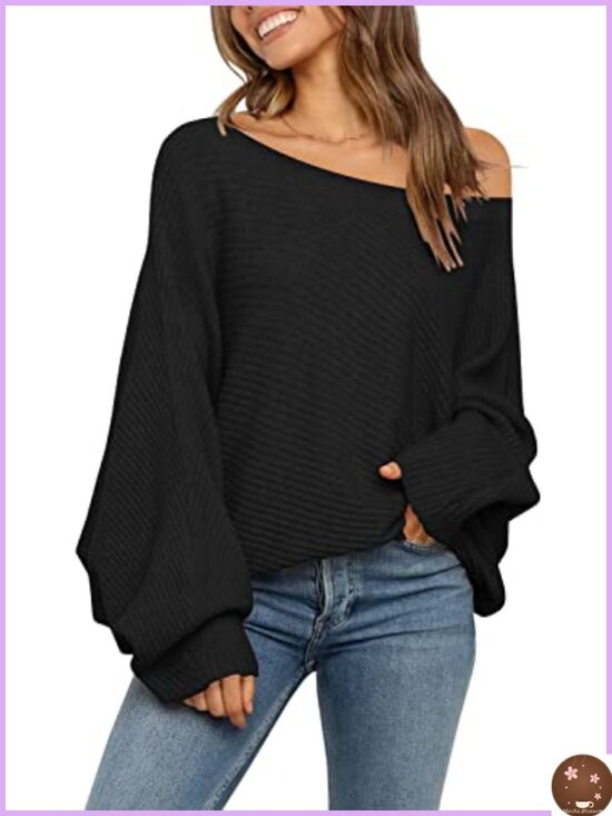 Sweaters - Oversized Off Shoulder Slouchy Knit Sweater Pullover Long Sleeve